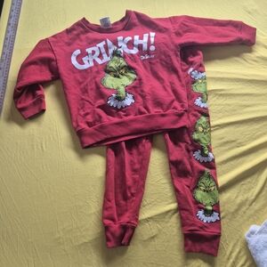 Grinch Red Kids Sweatshirt & Joggers Set - Dr. Seuss